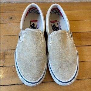 Vans Beige Suede Slip-On Sneakers